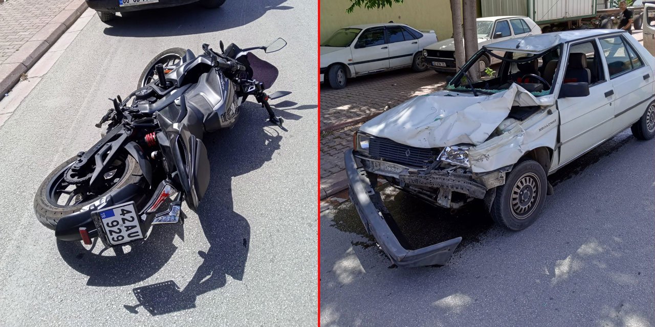 Konya’da kaza! Otomobil ile motosiklet çarpıştı