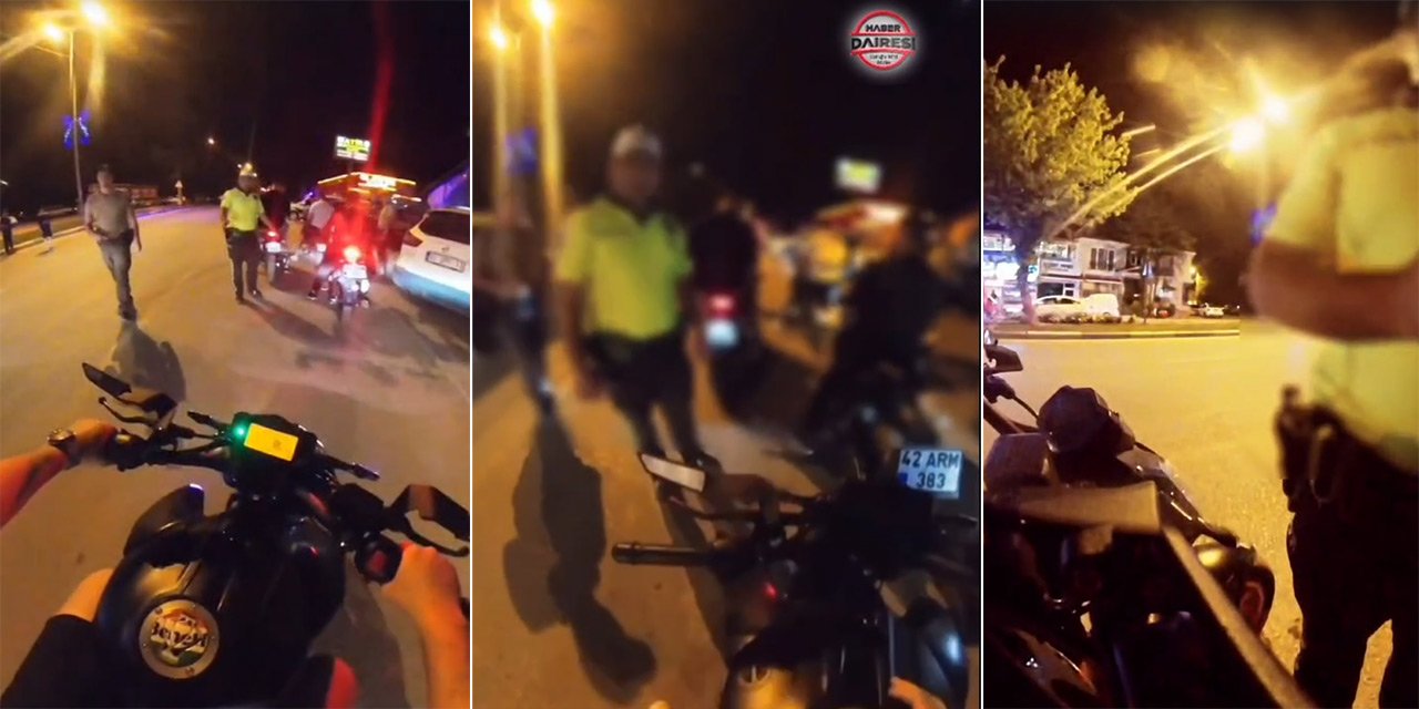 Konya'da polisin motosiklet sürücüsüne sözleri gündem oldu