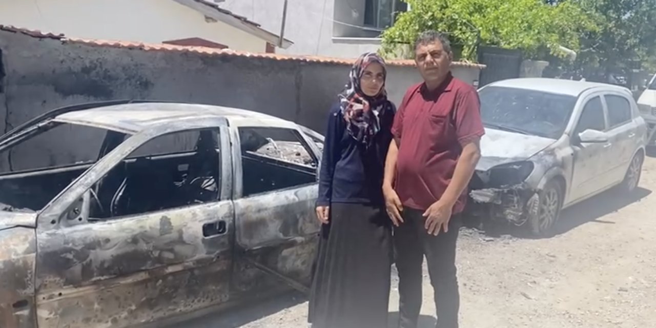 Konya’da aynı gece arabaları yakılan 2 aileden yardım çağrısı