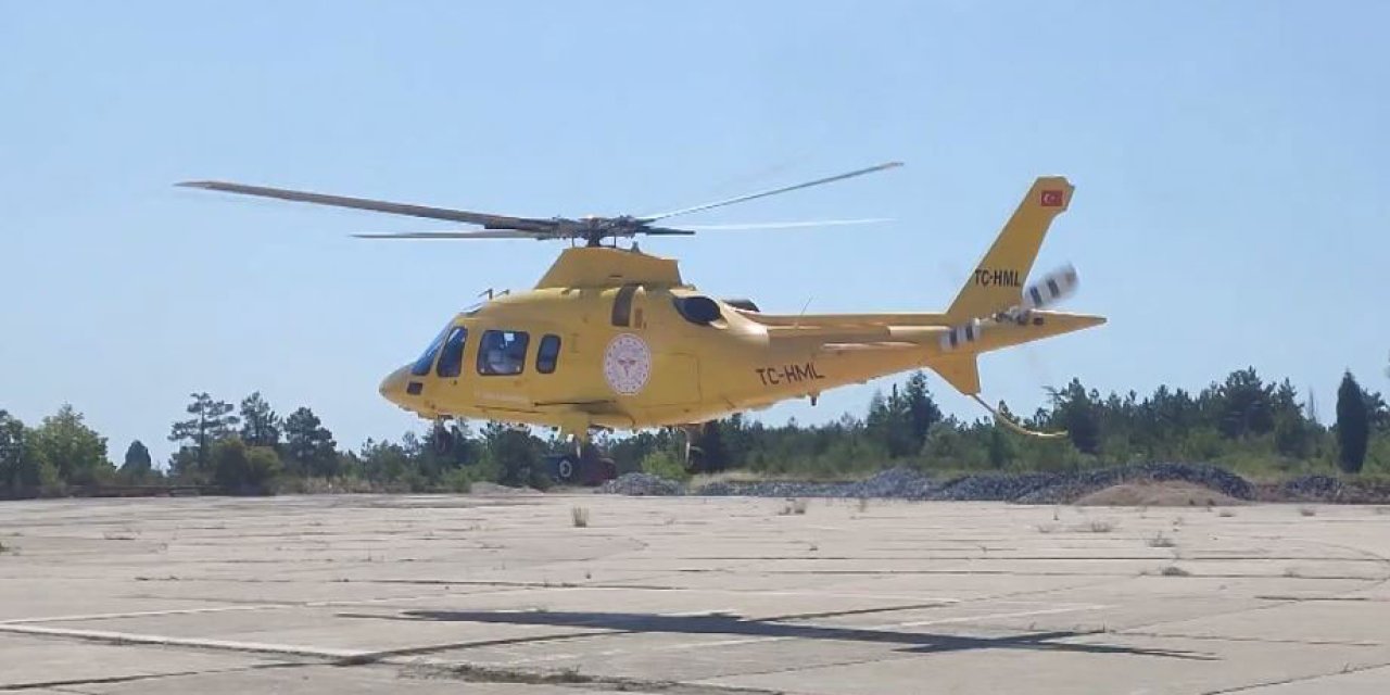 Konya'da ambulans helikopter kalp krizi geçiren hasta için havalandı