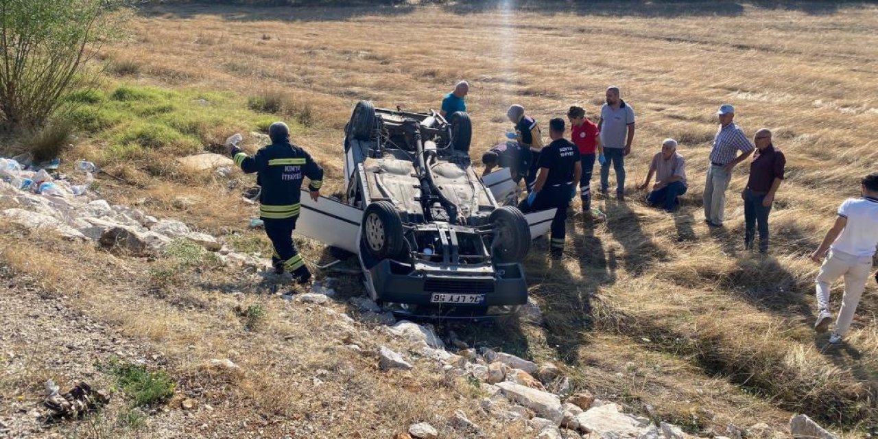 Konya’da otomobil devrildi, ekipler seferber oldu