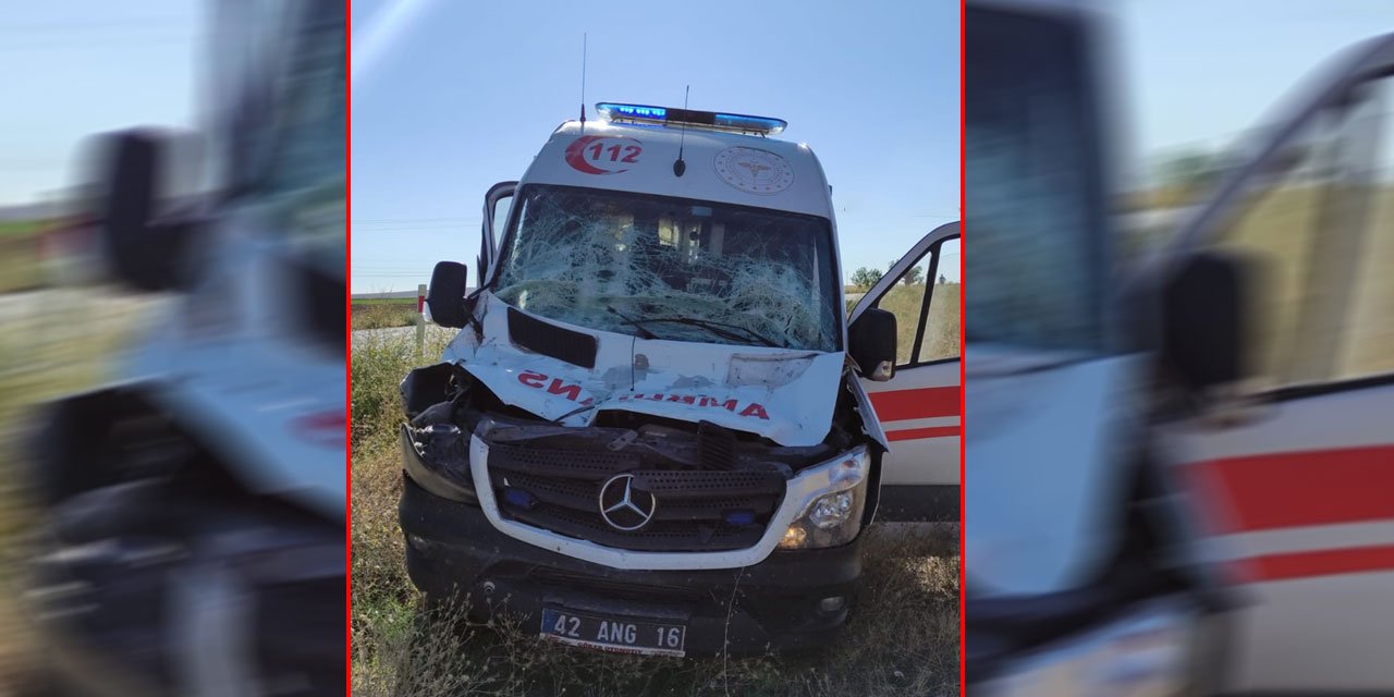 Konya’da vakadan dönen ambulans kaza yaptı