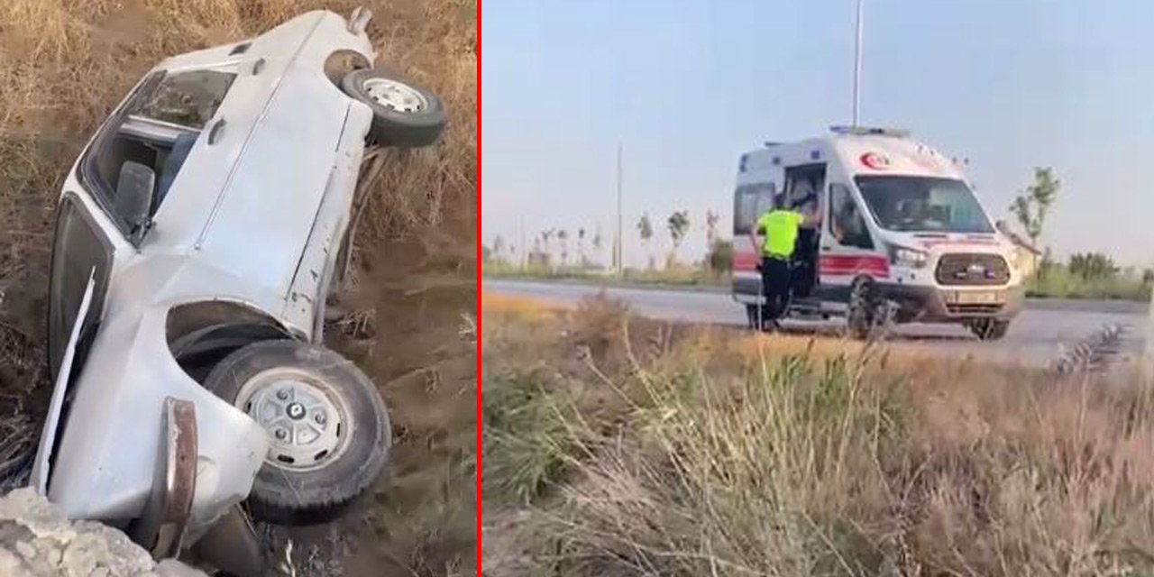 Konya’da otomobil şarampole devrildi, sürücüsü yaralandı