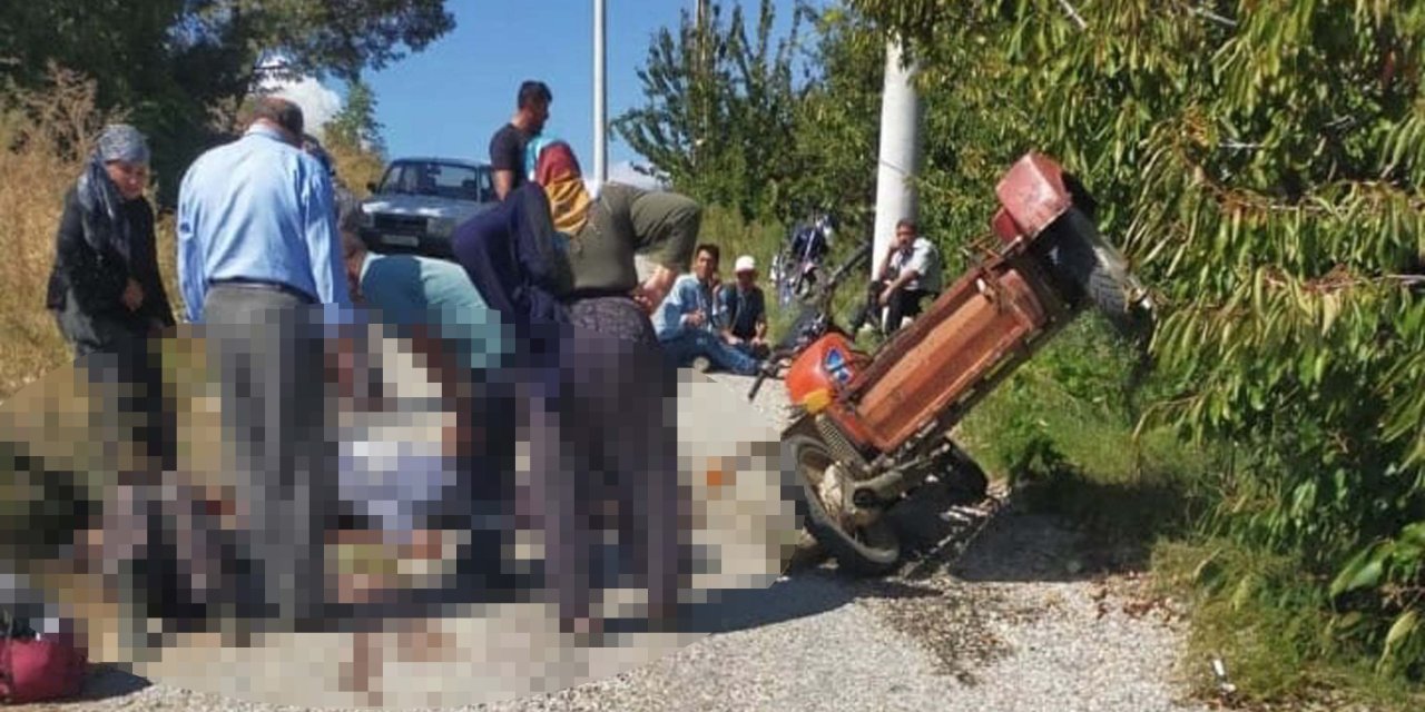 Devrilen motosikletteki 1 kişi öldü, 2 kişi yaralandı