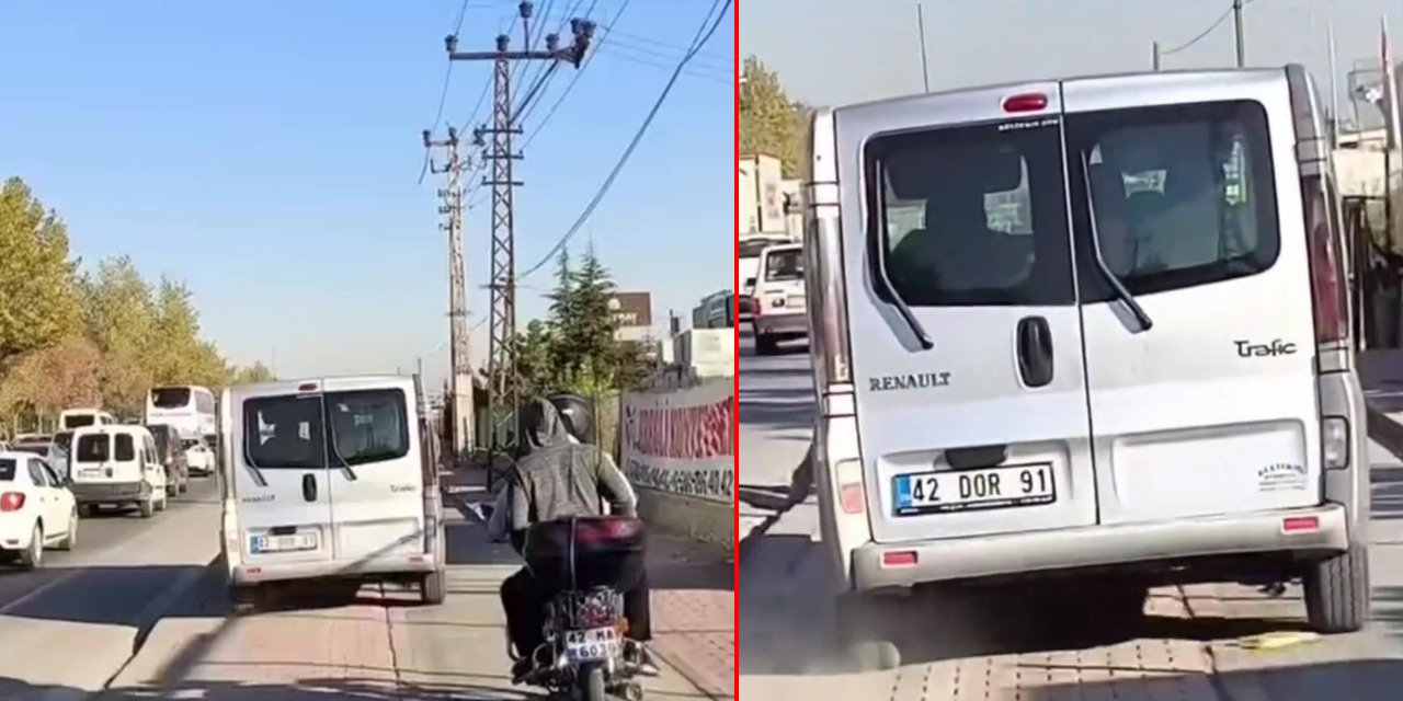 Yer Konya! Yoğun trafikten kaçmak için bisiklet yolundan ilerledi