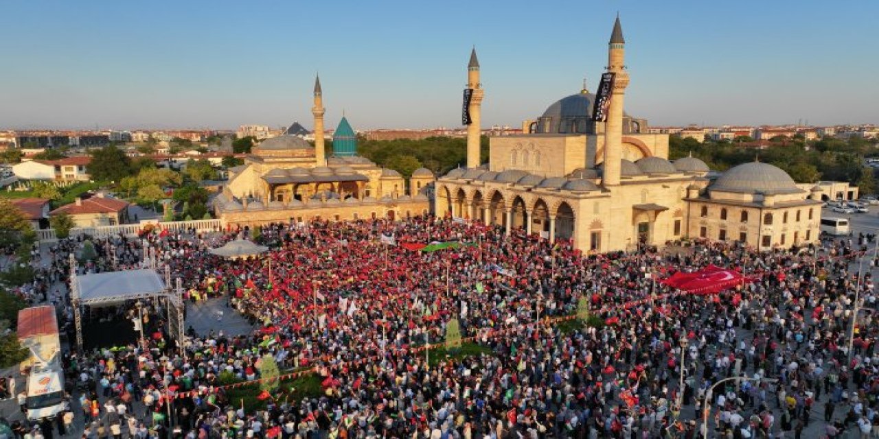 Konya’da yürekler Filistin için atıyor! Soykırıma isyan mitingi