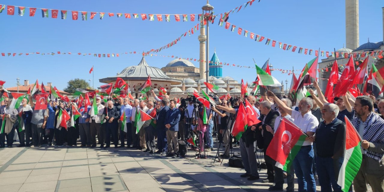 Konya’da yürekler Filistin için atıyor! Soykırıma isyan mitingi