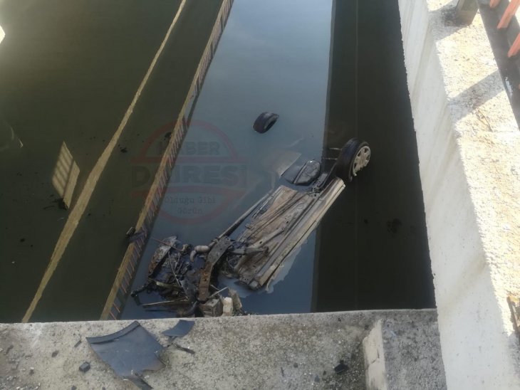 Konya'da feci kaza! Araç sulama kanalına düştü