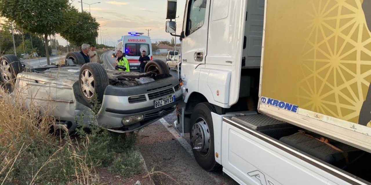 Konya’da ekipleri alarma geçiren kaza! 2 TIR ve 1 otomobil çarpıştı