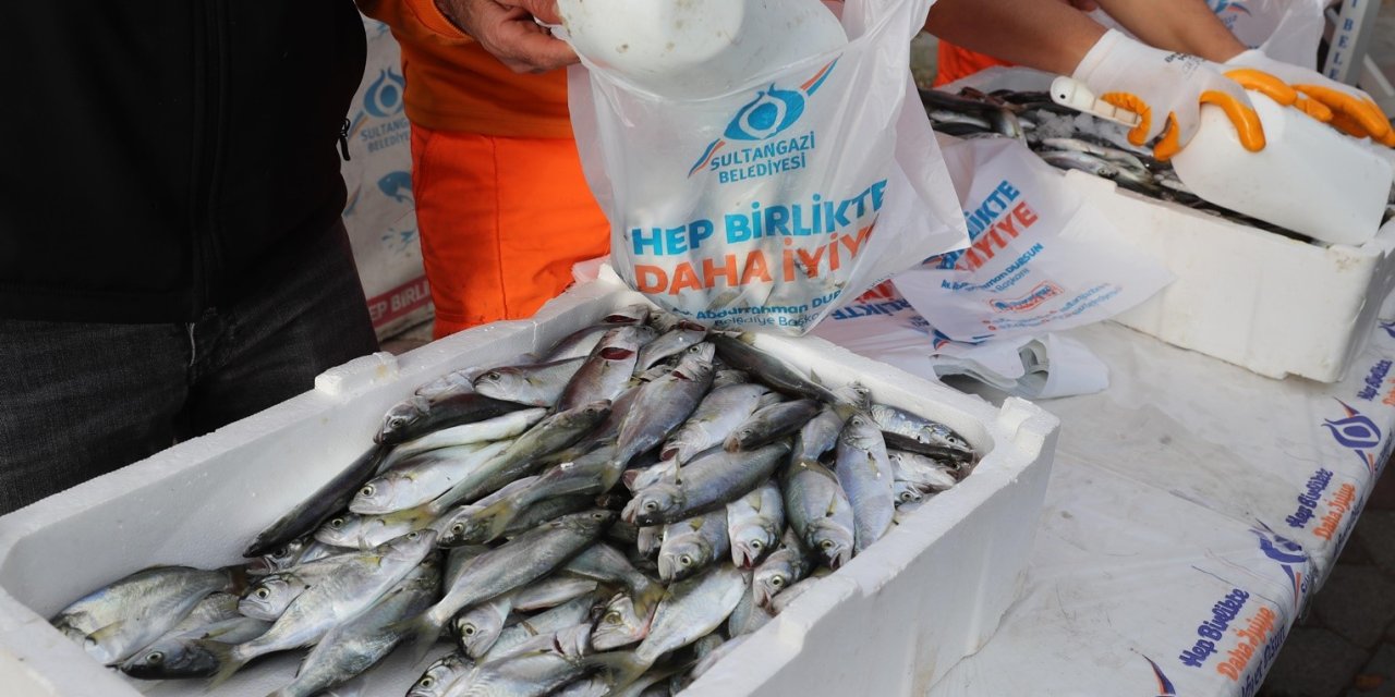 Belediye ücretsiz balık dağıttı: 1,5 ton balık 1 saat içinde bitti