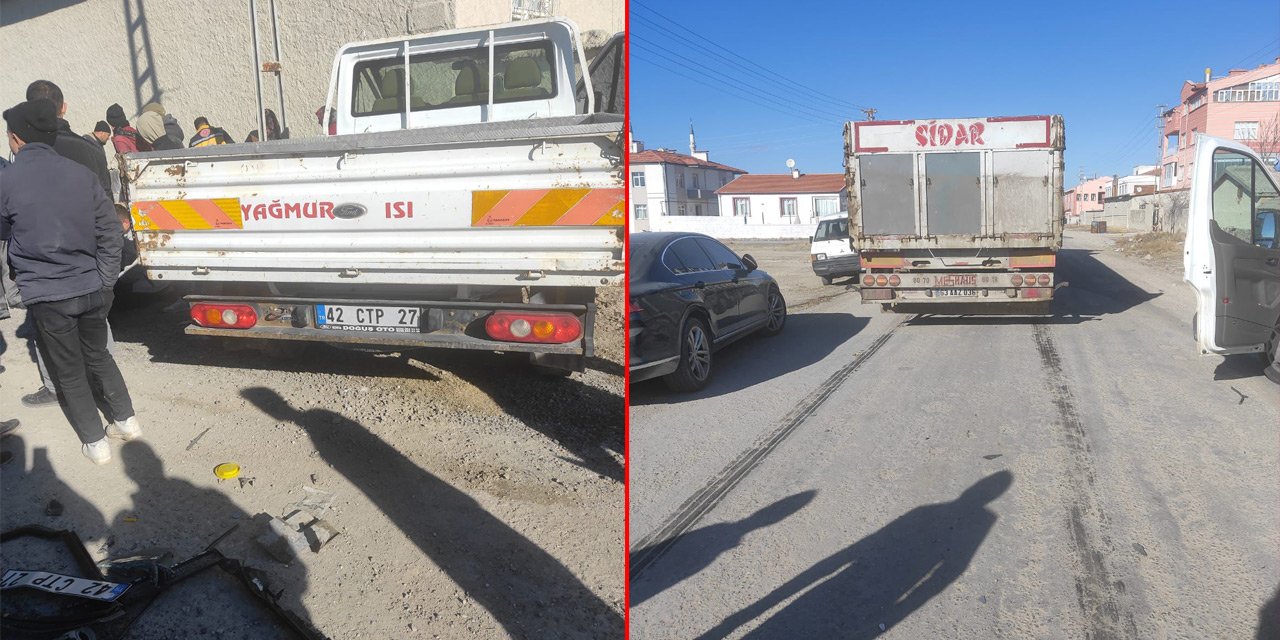 Konya’da kaza! TIR’la çarpışan kamyonet yayalara vurdu