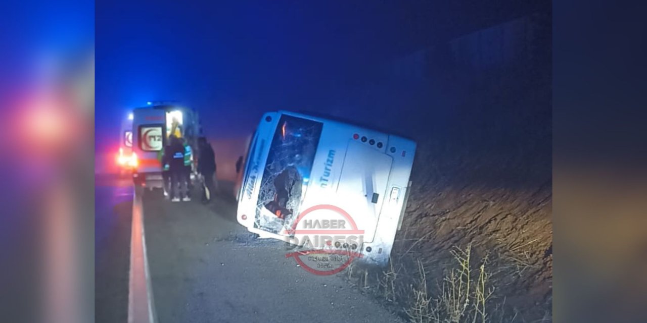 Konya’da işçi servisi devrildi! Yaralılar var