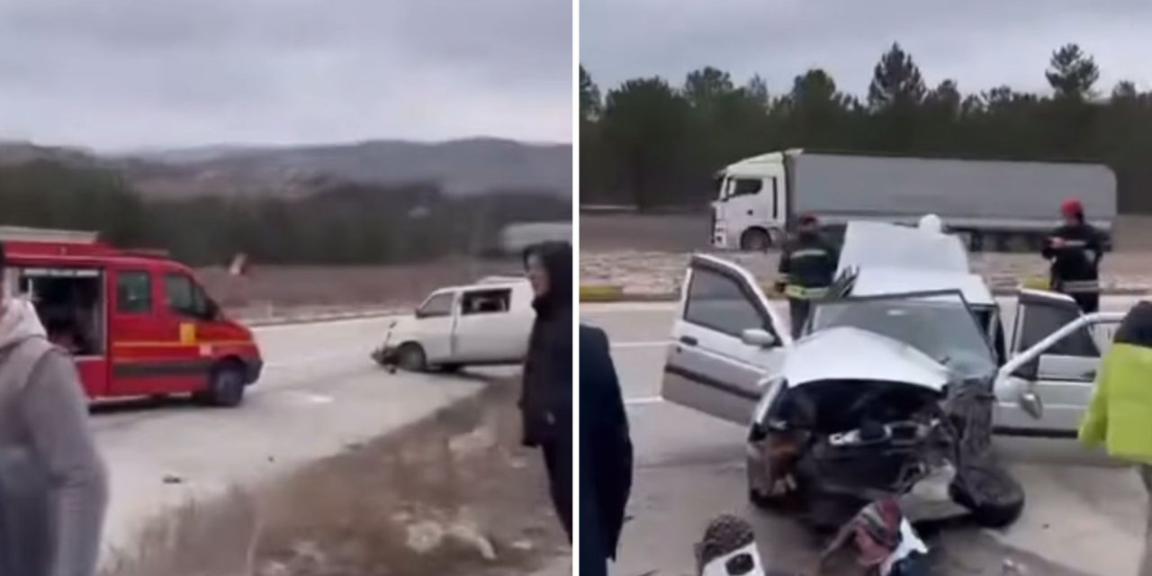 Konya’da minibüs otomobille çarpıştı, ekipler yardıma koştu