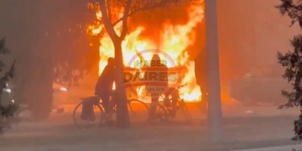 Konya’da servis minibüsü alevlere teslim oldu