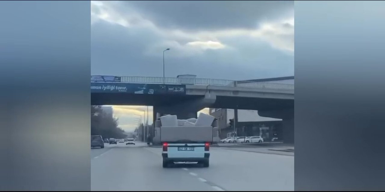 Konya’da tehlikeli yolculuk kamerada