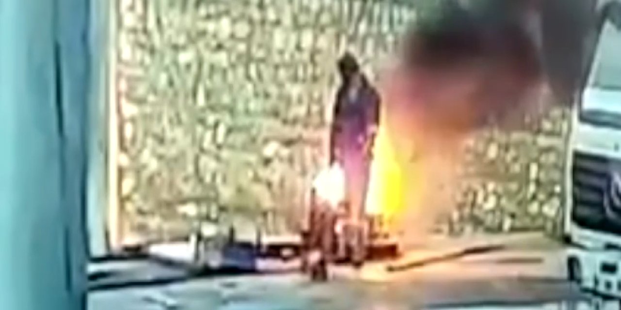 Isınmak için ateşe yaklaştı, pantolonu tutuştu