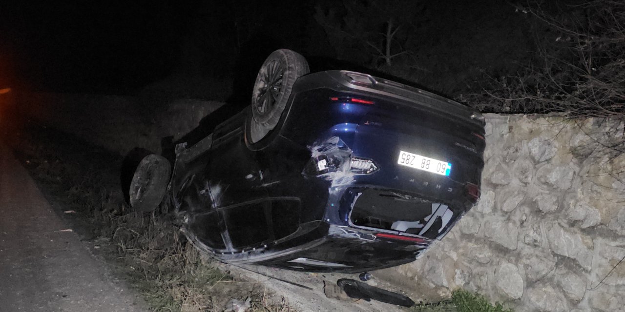 Kontrolden çıkan cip takla attı