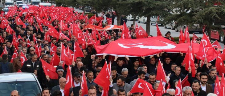 Akşehir'de 'Şehitlerimize Saygı, Ordumuza Destek' yürüyüşü