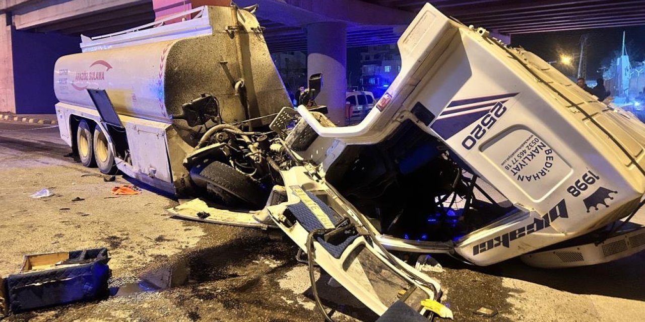 Freni arızalanan su tankeri kaza yaptı: 1 ölü, 1 yaralı