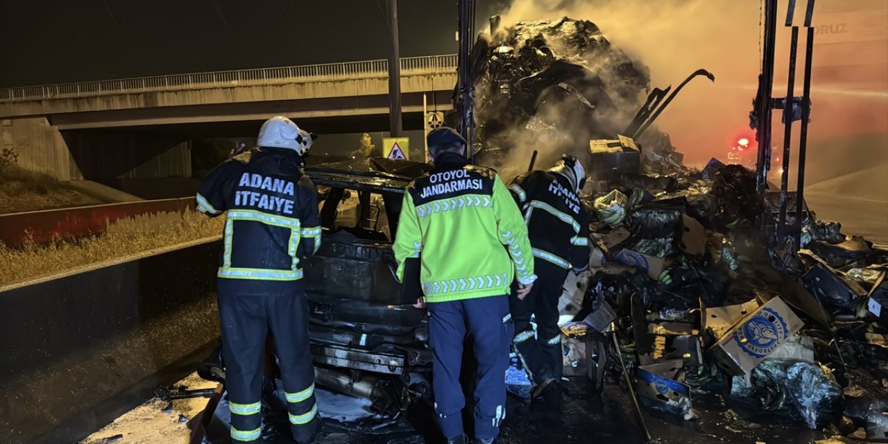Cip, biri TIR iki araca çarptıktan sonra alev aldı
