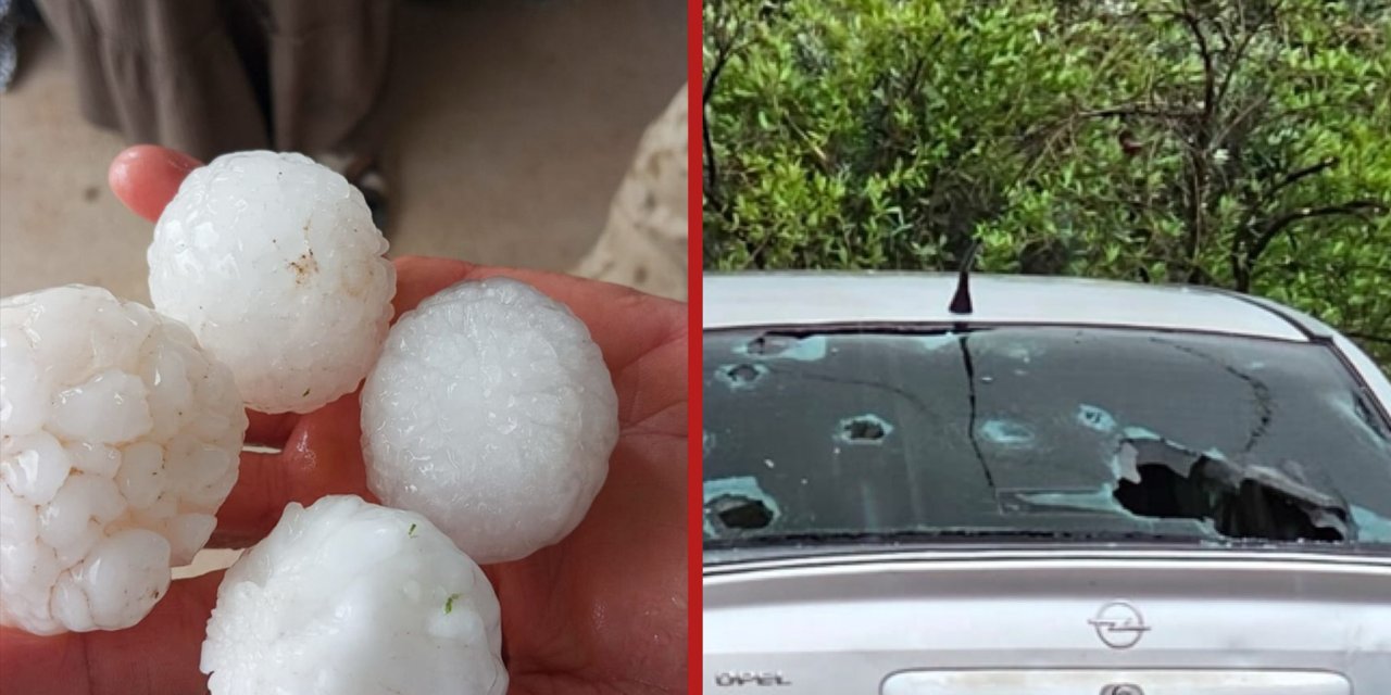 Yumurta büyüklüğünde dolu bir şehri talan etti