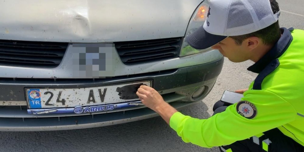 Konya yolunda plakayı bantla kapatan sürücü operasyonu