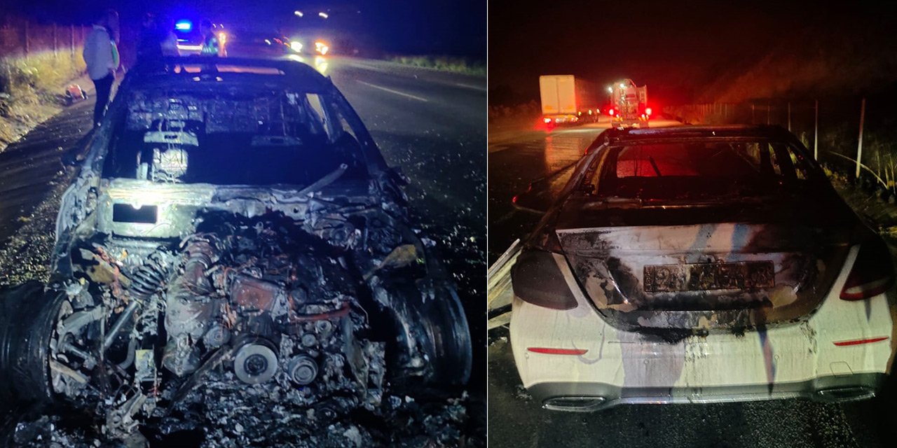 Seyir halindeyken yanan araç küle döndü