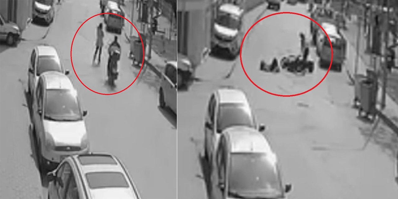 Motosikletli kurye yayaya çarpıp kaçtı
