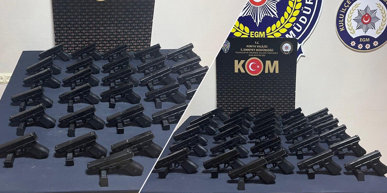Konya’da silah kaçakçıları çok sayıda tabanca ile yakalandı