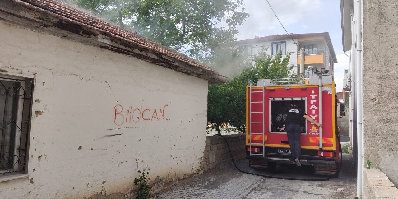 Konya’da gurbetçi vatandaşa ait evde yangın