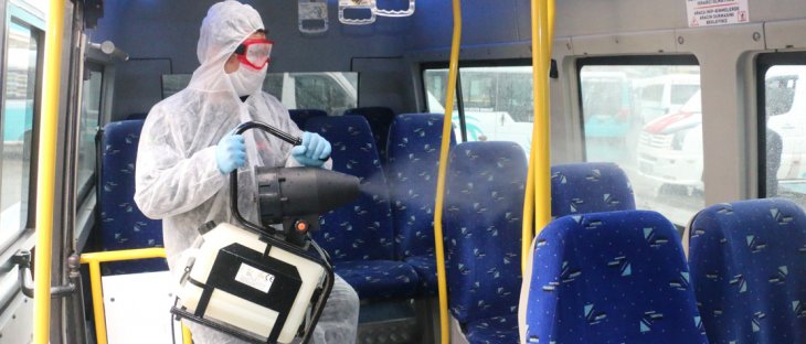 Konya'da 530 minibüs dezenfekte edildi