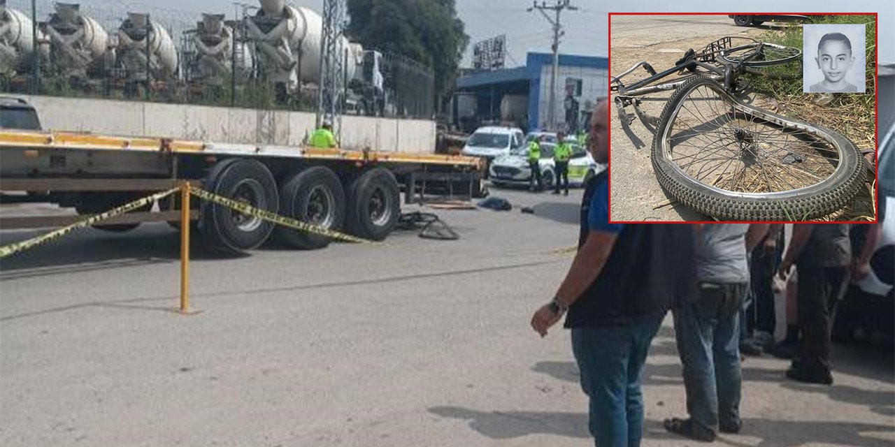 Bisikletli çocuk tırın altında kaldı! Kaza görüntüleri ortaya çıktı