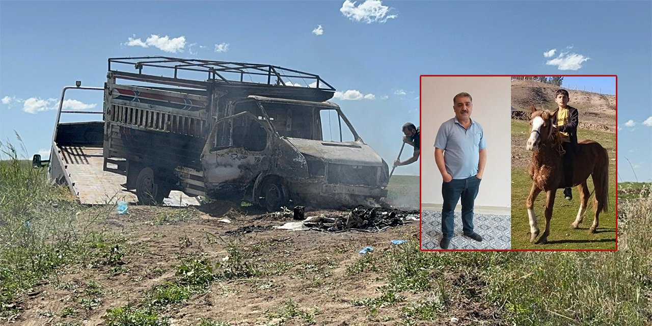 Kamyonette yakılan baba ve 15 yaşındaki oğlu yan yana defnedildi