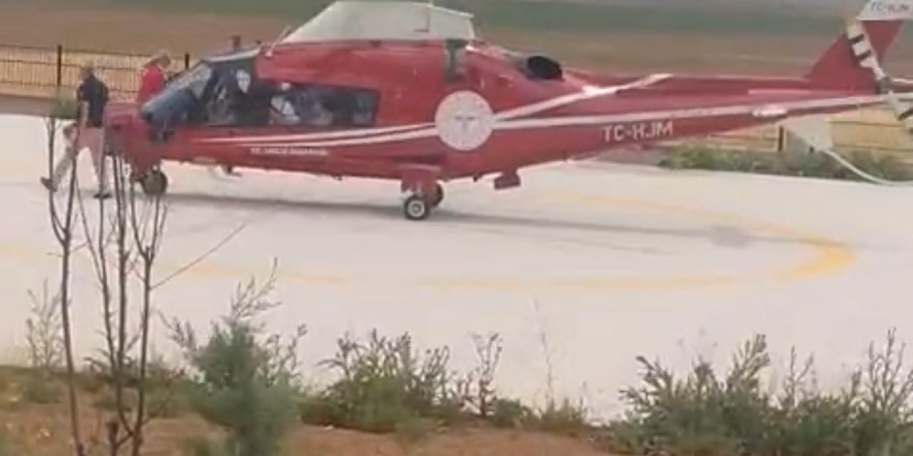 Konya'da kalp krizi geçiren hasta için helikopter ambulans havalandı