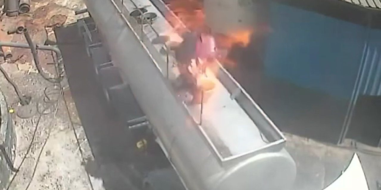 Sigara içerken tanker kapağını açtı, metrelerce savruldu