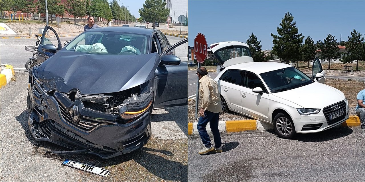 Konya'da iki otomobil çarpıştı! 5 yaralı