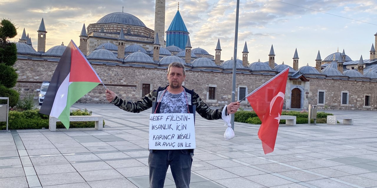 İki çocuğunu geride bıraktı! Gazze için yürüyen baba Konya’da