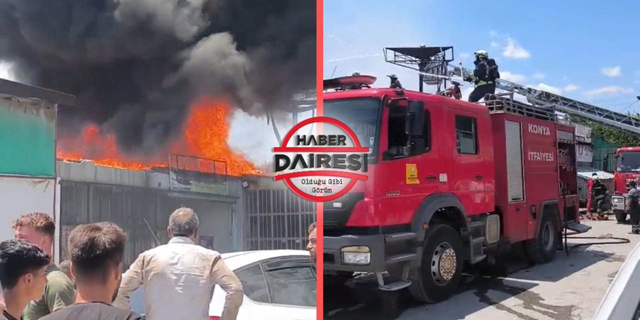 Konya’da sanayi sitesinde yangın! Alevler yükseldi
