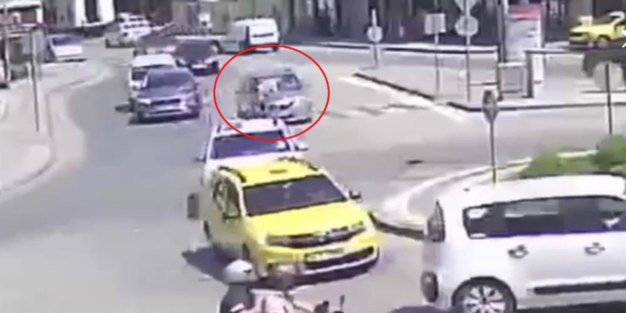 Otomobilin çarptığı yaya hiçbir şey olmamış gibi yoluna devam etti