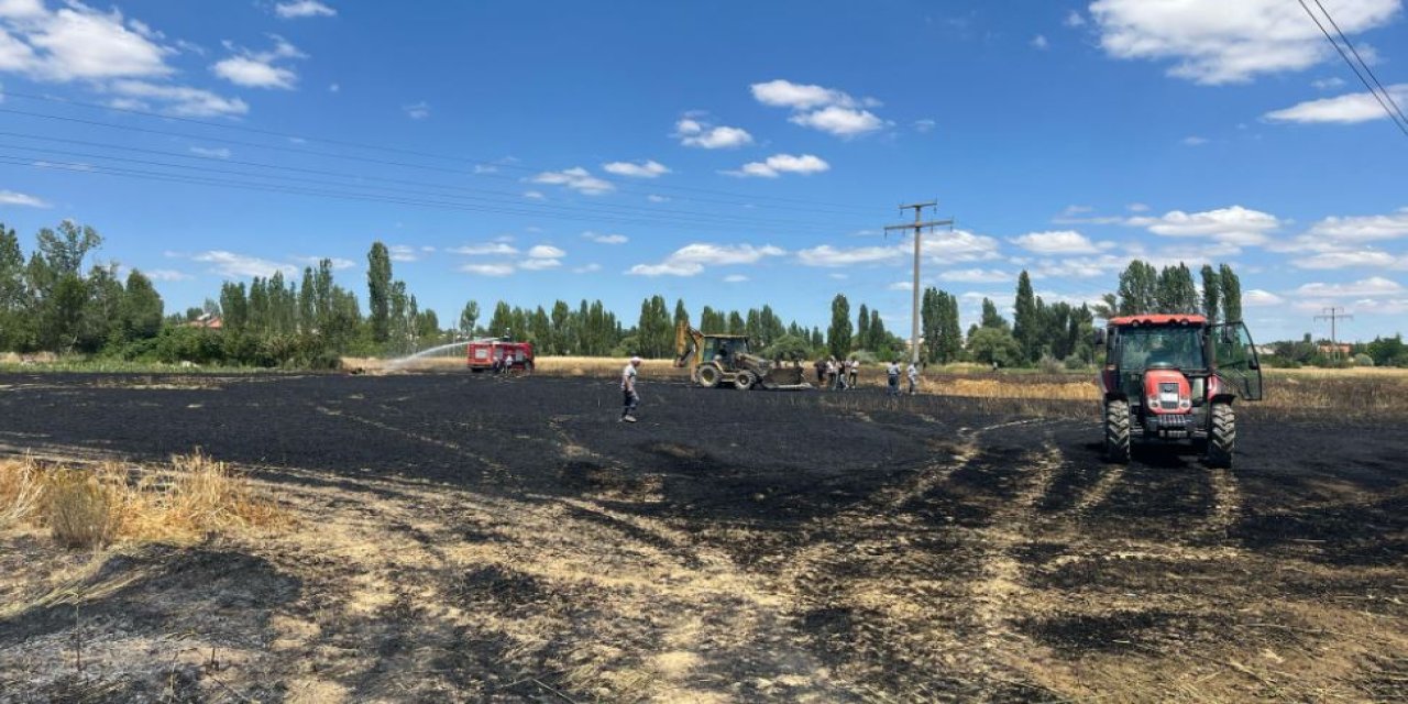 Hasada hazırlanan Konyalı çiftçiye yangın darbesi