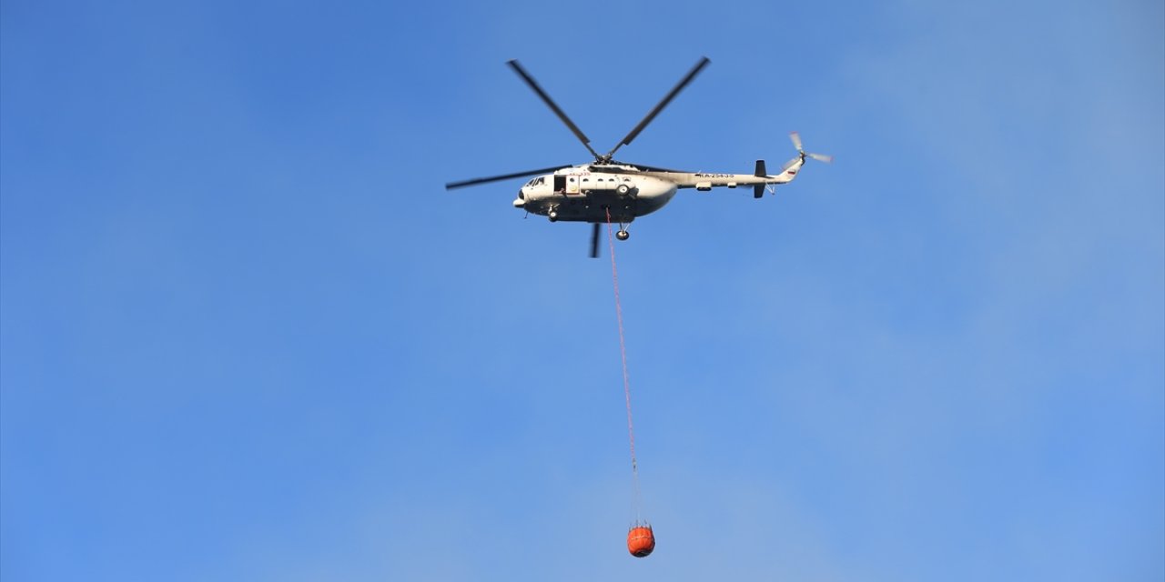 Alevlerle zorlu mücadele! Kuvvetli rüzgar yangını büyüttü