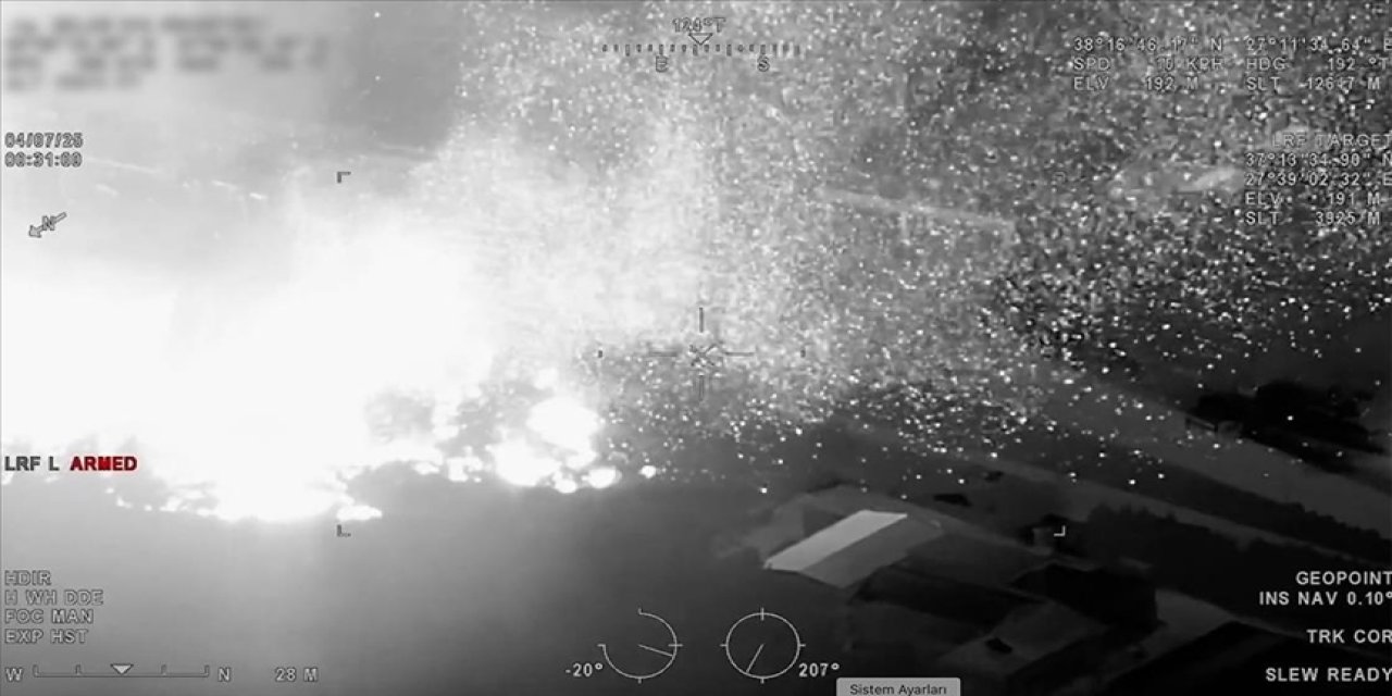 Orman yangınının yayılma anları Bayraktar TB2 kamerasında