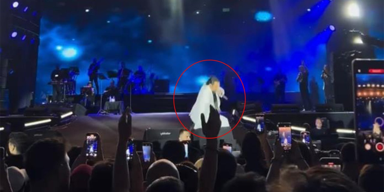 Sahnede talihsiz anlar! Şarkıcı Bayhan yere düştü