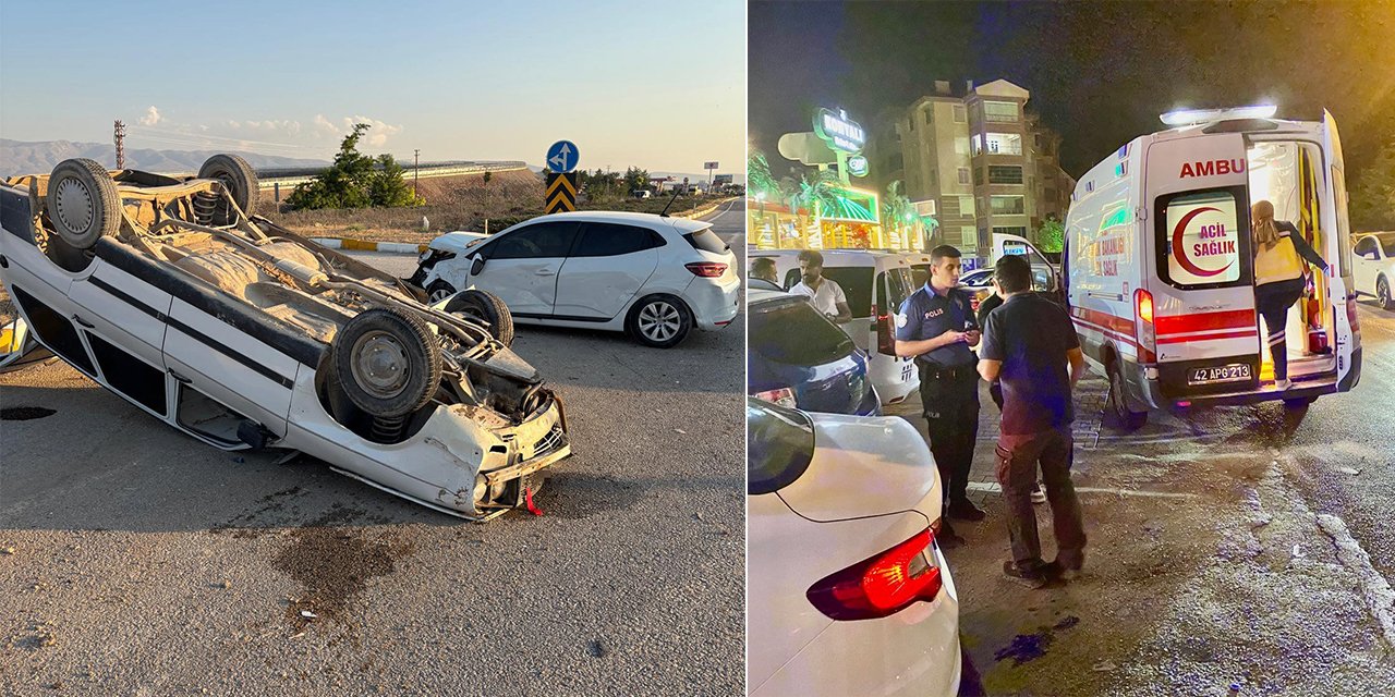 Konya'da peş peşe trafik kazaları! 4 yaralı