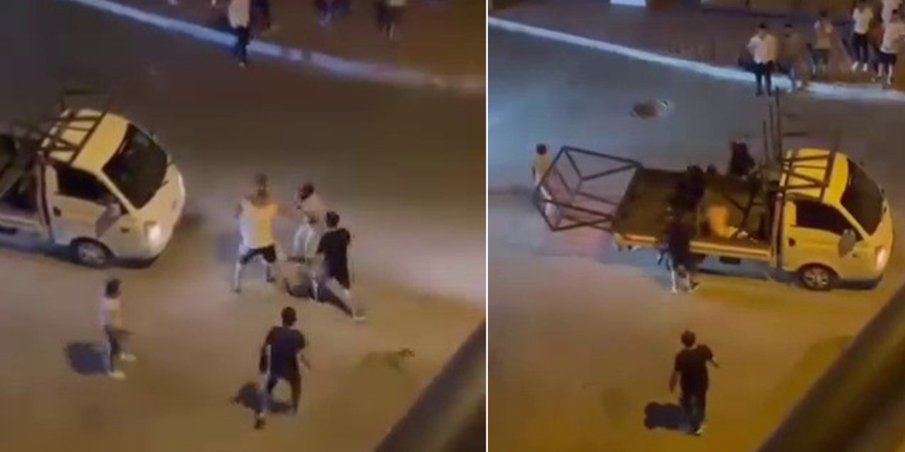 Meydan dayağı yiyen şahıs kamyonetin arkasına atlayarak kaçtı