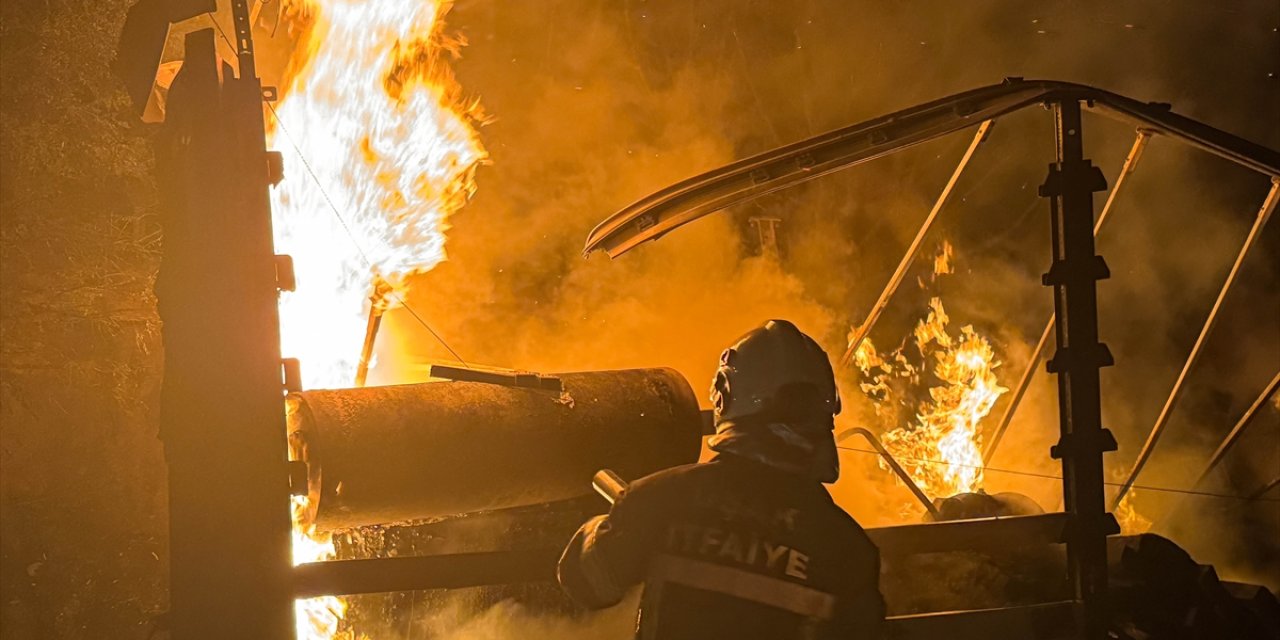 TIR yandı, alevler ağaçlara sıçradı