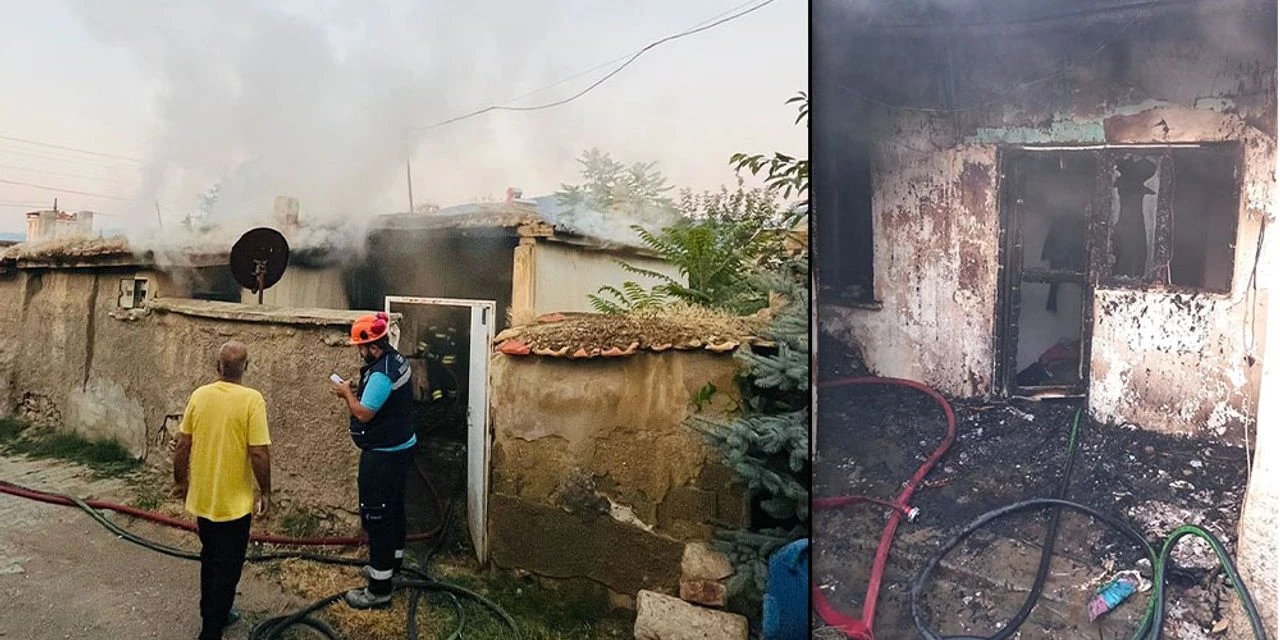 Konya’da çıkan yangında ev kül oldu
