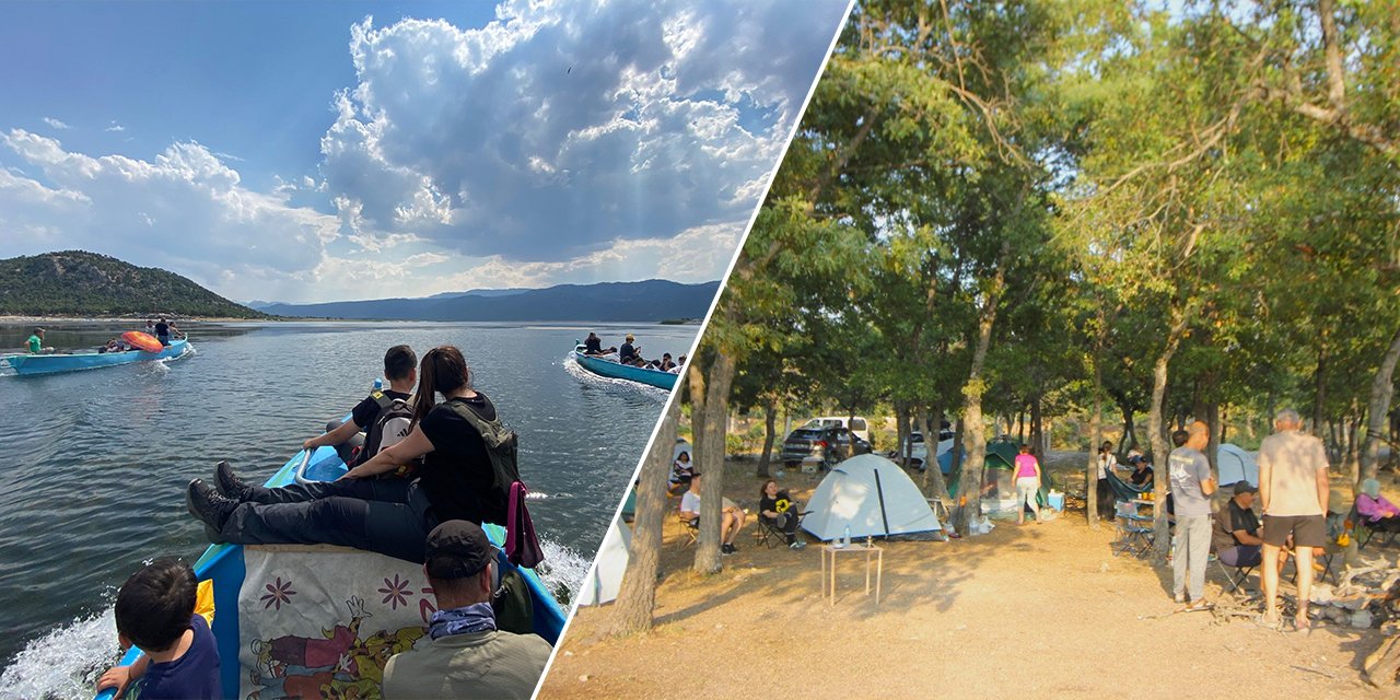 Konya’da göl ortasında rüya gibi kamp
