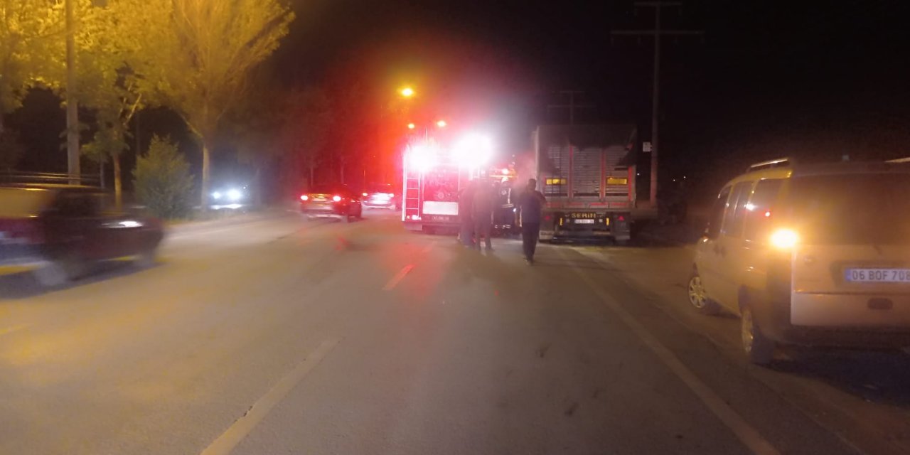 Konya’da seyir halindeki TIR’da yangın paniği