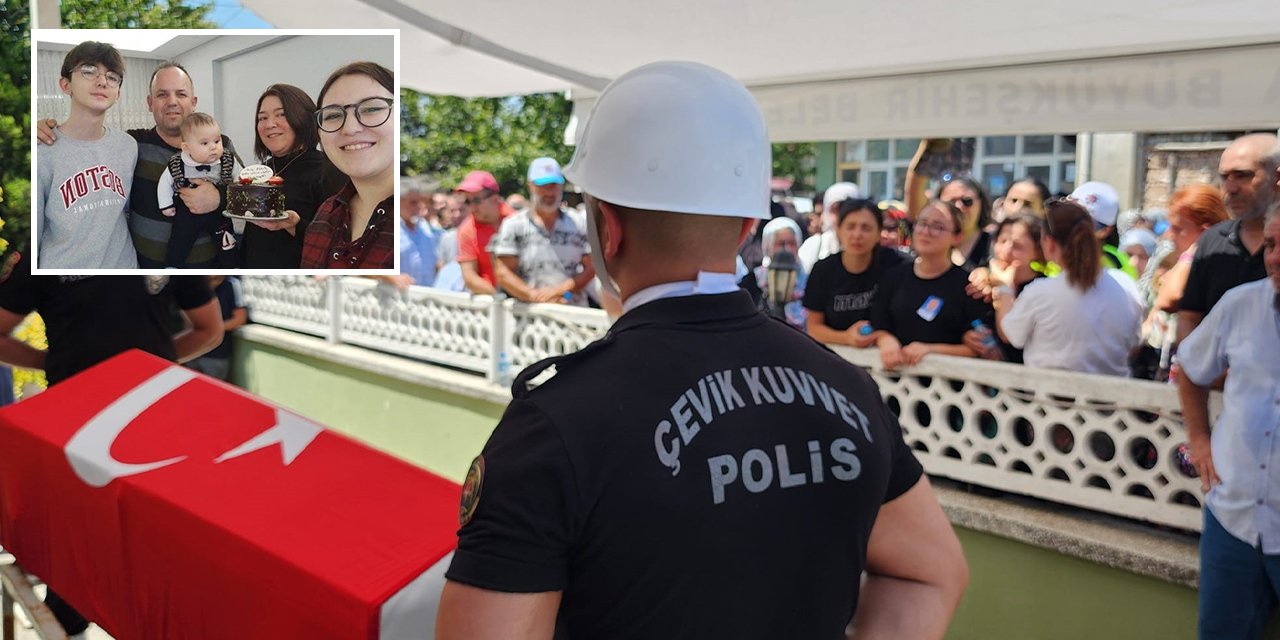 Feci kazada ölen polis Şükrü Kahyaoğlu ve ailesine son görev